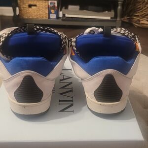 Lanvin Men's White and Blue Sneakers with Black Details